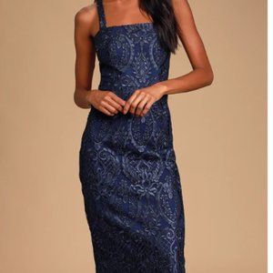 Love of Lace Navy Blue Lace Midi Dress